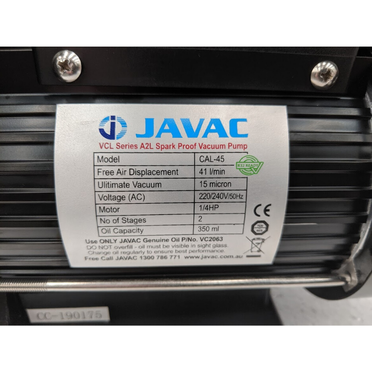 JAVAC CAL VACUUM PUMP HVAC R32 Refrigeration (5)